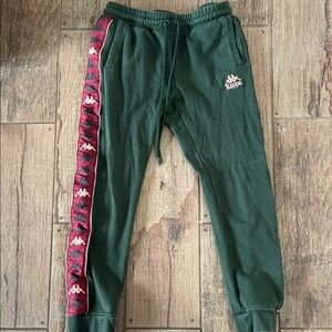 Kappa Kids Forest Green Joggers with Burgundy Trim